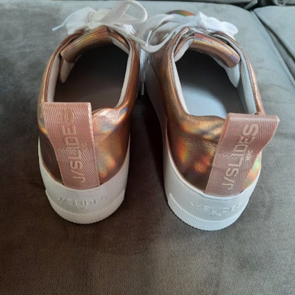 J/Slides Rose Gold Metallic Platform Sneakers Sz 8 - Picture 4 of 7